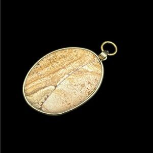 Vintage Portrait Agate Pendant Brass Portrait Agate Necklace portrait agate slab